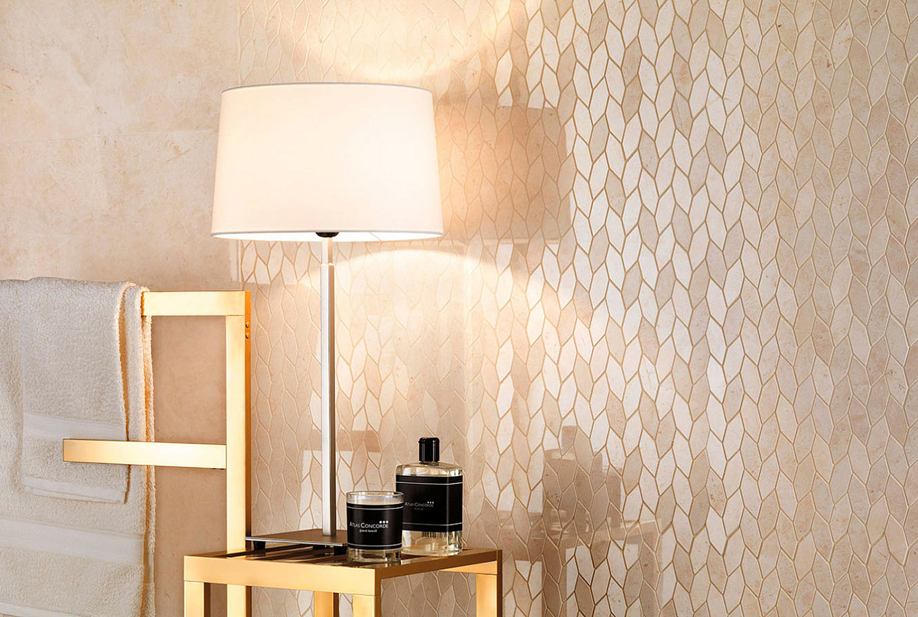 Керамическая плитка Marvel Cream Prestige 50x110, Marvel Nero Marquina 50x110, Мозаика Marvel Cream Prestige Twist 30,5x30,5,